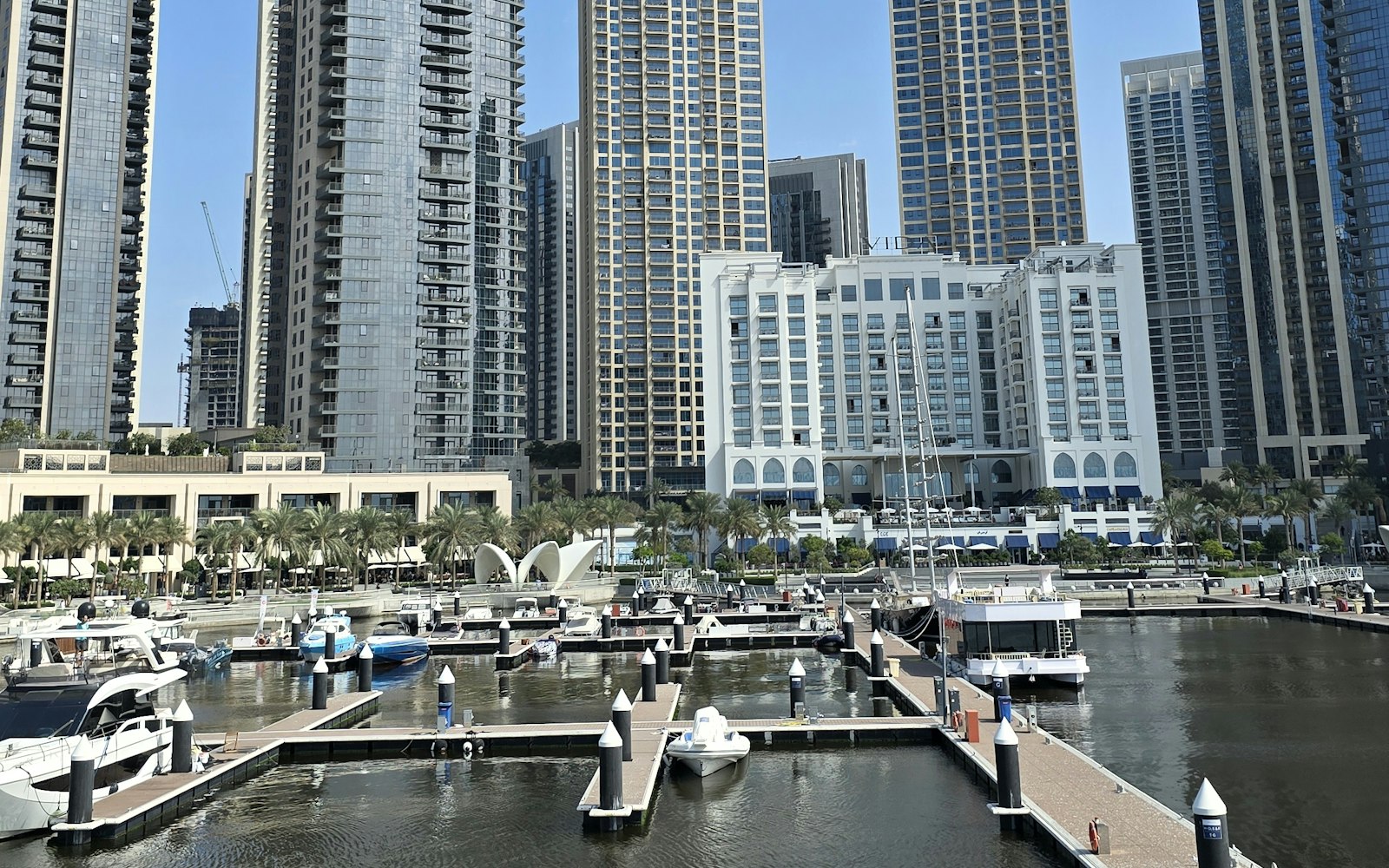 Waterfront residential towers above the marina